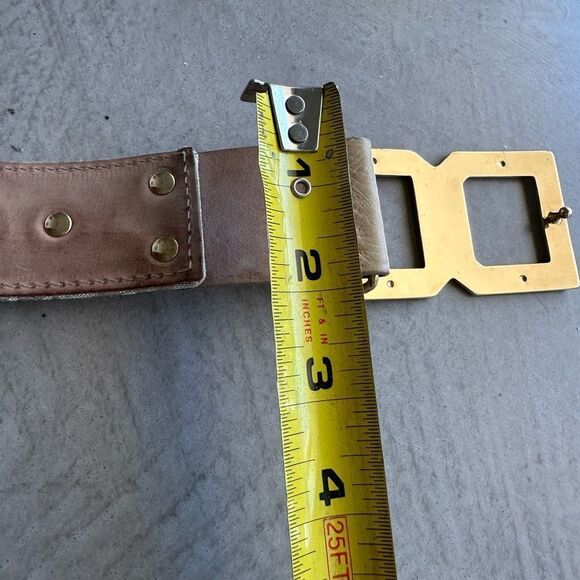 Dolce & Gabbana NWOT Y2K Tan Monogram Leather thick belt large Logo Gold Buckle - Picture 7 of 14